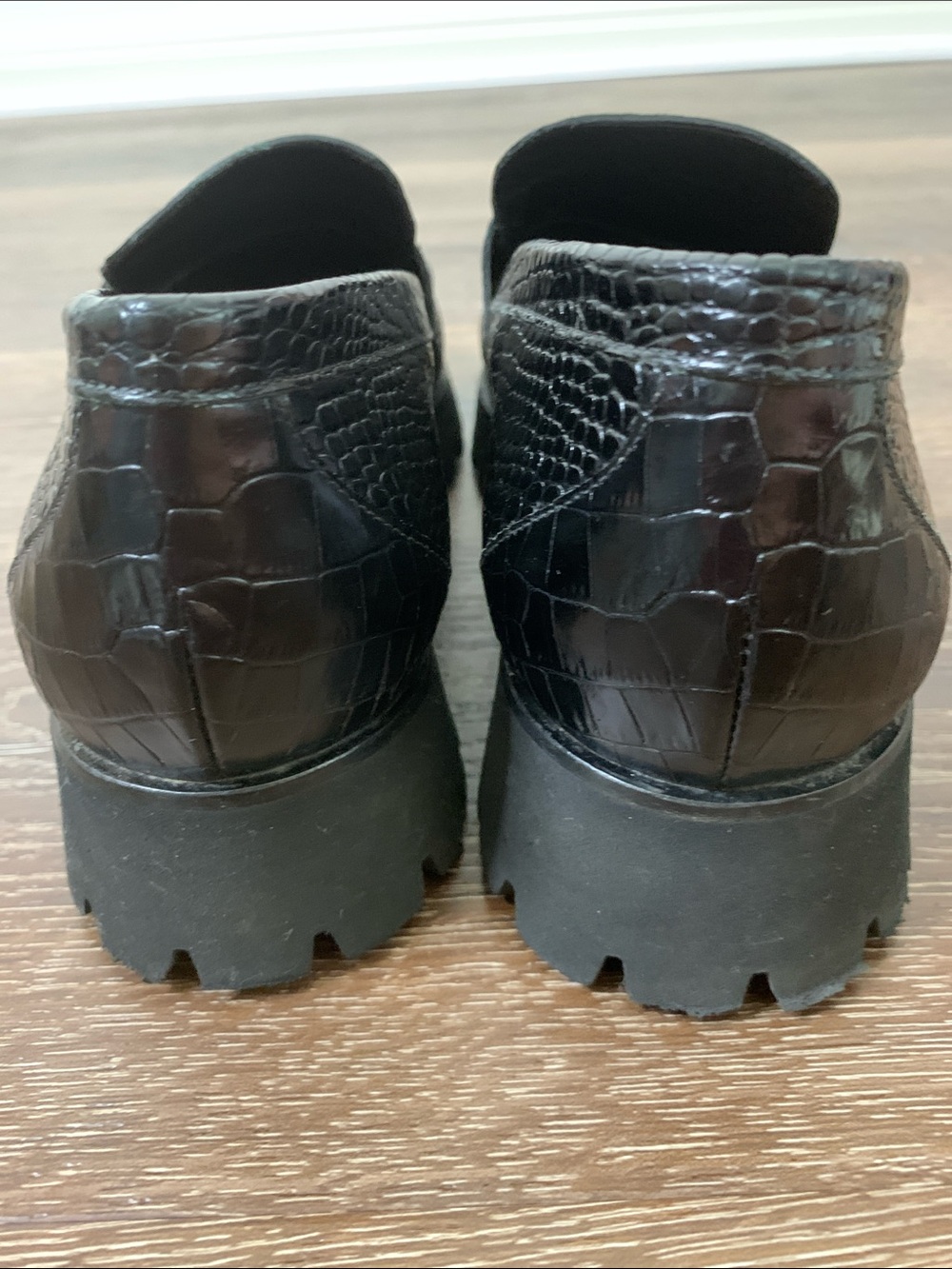 Freda Salvador black croc embossed lug sole loafers comfort lite 10 - Picture 7 of 7